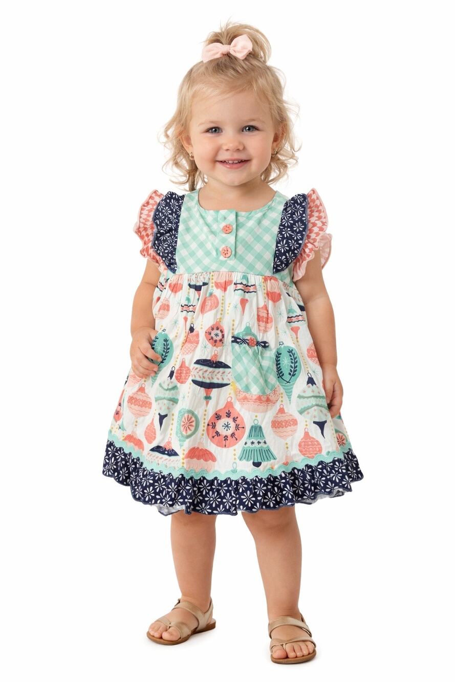 Serendipity‎ Shrimp and Grits Christmas Twirl Dress Toddler Girl Small 4T-5T